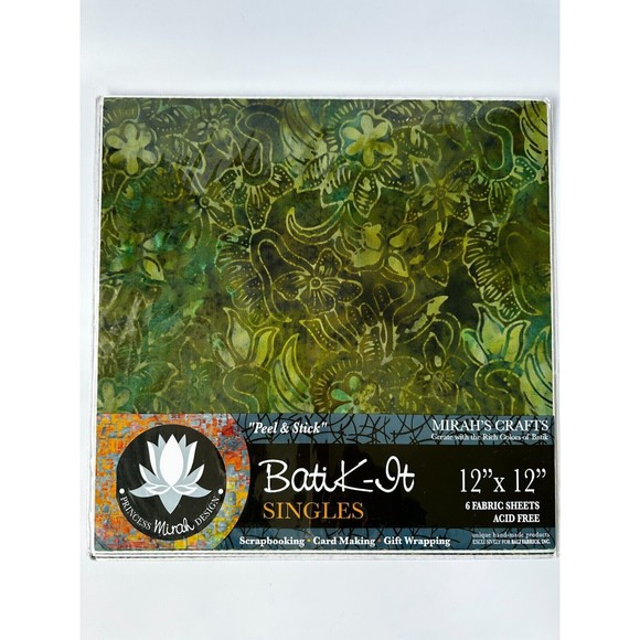 MIRAH'S CRAFTS Batik-It Singles 12x12 Adhesive Scrapbook Craft Fabric Pa… - Picture 1 of 3